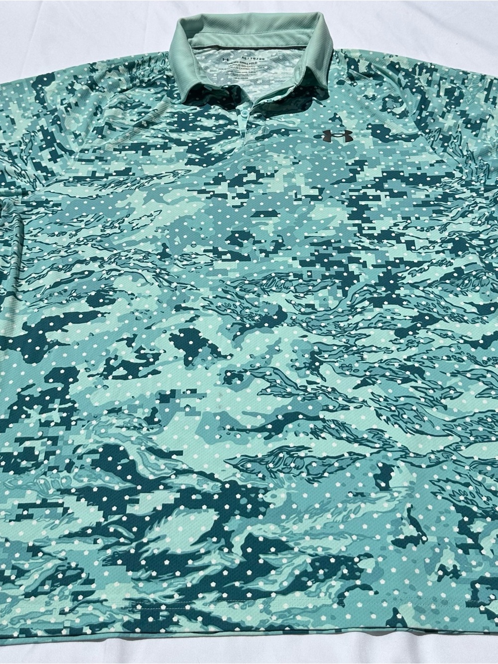 Under Armour Mint Green Camo Polo XL